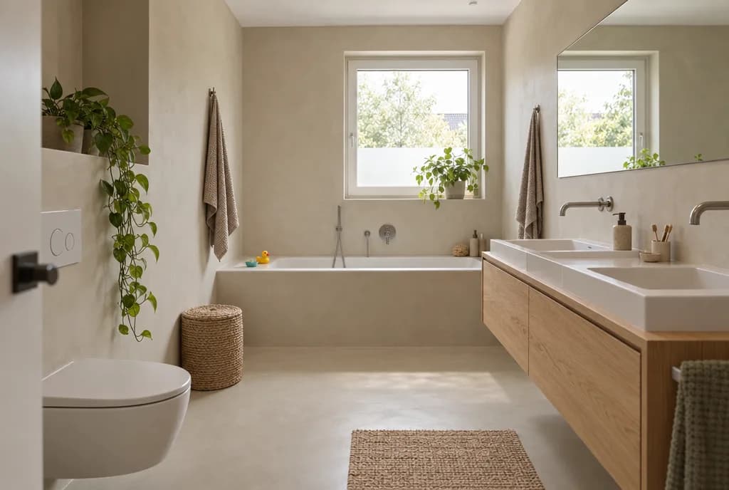 Visualisierung: Familienbad mit gespachtelter Wanne, Terra INCON