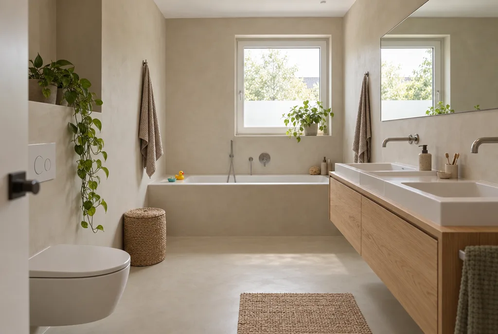 Visualisierung: Familienbad mit gespachtelter Wanne, Terra INCON