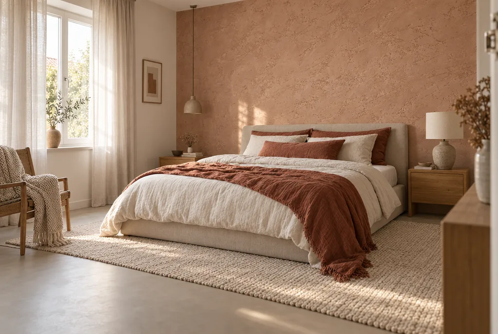 Visualisierung: Schlafzimmer in Terrakotta, Terra CALCE · Terra INCON