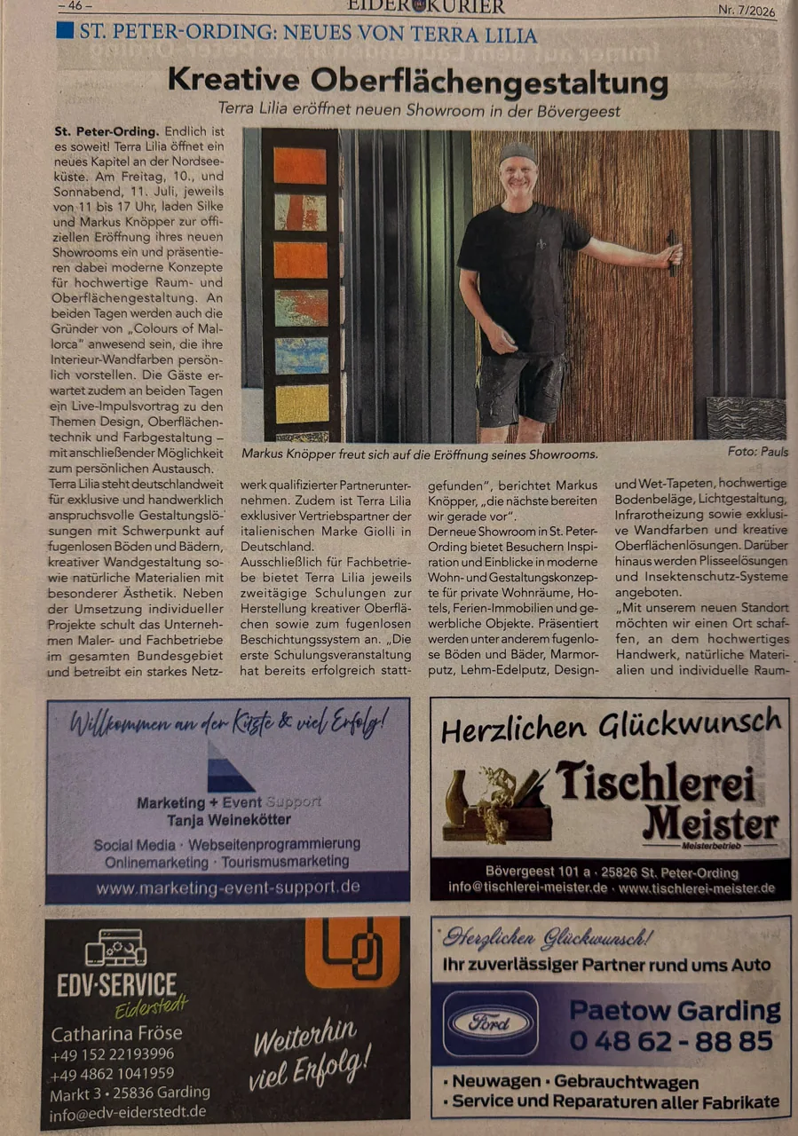Eiderkurier-Bericht zur Showroom-Eröffnung, Seite 1
