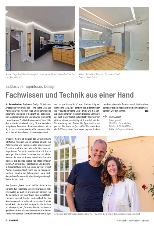 Artikel im Magazin „Zuhause" über Terra Lilia